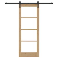 Porta scorrevole  con set di ferramenta 'ORKDAL'in legno massello e vetro