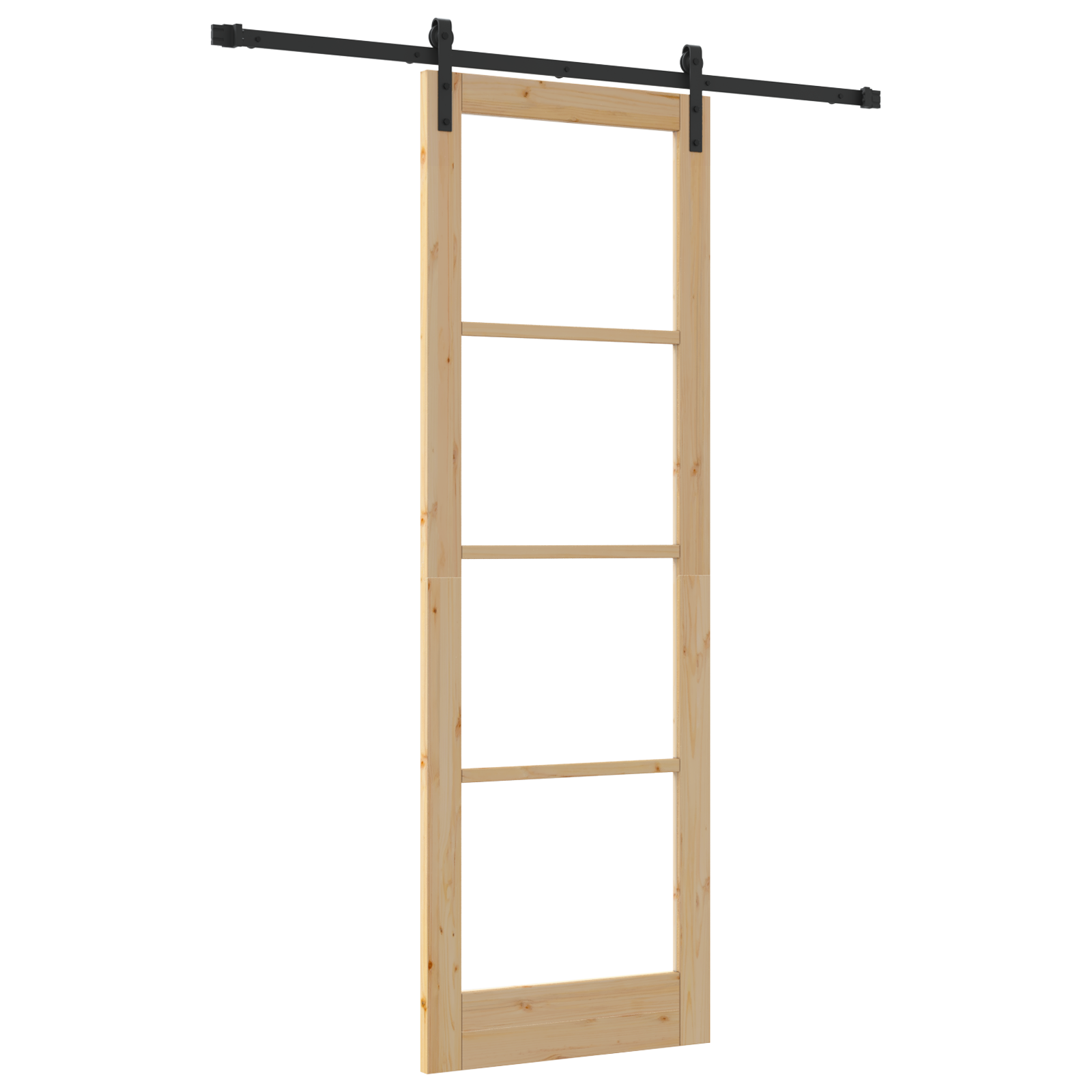 Porta Scorrevole ORKDAL Set di 2 Naturale e nero Legno, Metallo