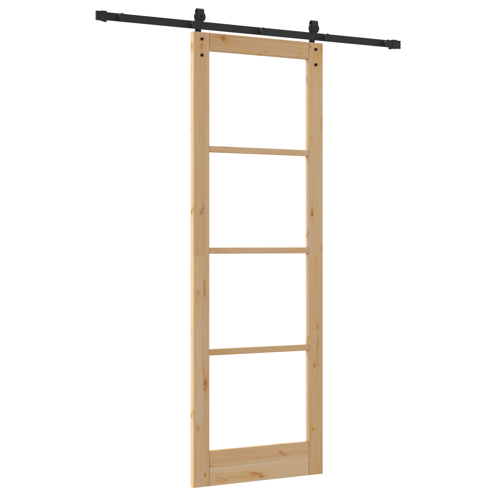 Porta Scorrevole ORKDAL Set di 2 Naturale e nero Legno, Metallo