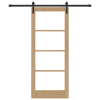 porta scorrevole  con set di accessori "ORKDAL" in legno massello e vetro