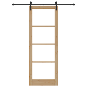 Porta Scorrevole con Set Hardware 'ORKDAL'Legno Massiccio e Vetro