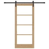 Porta Scorrevole  con Set Hardware 'ORKDAL'Legno Massello e Vetro