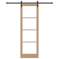 Porta Scorrevole  con Set di Maniglie ORKDAL in Legno Massello & Vetro