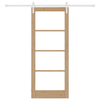 Porta Scorrevole con Set di Hardware 'ORKDAL'Legno Massello e Vetro