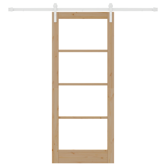 Porta Scorrevole con Set di Hardware 'ORKDAL'Legno Massello e Vetro