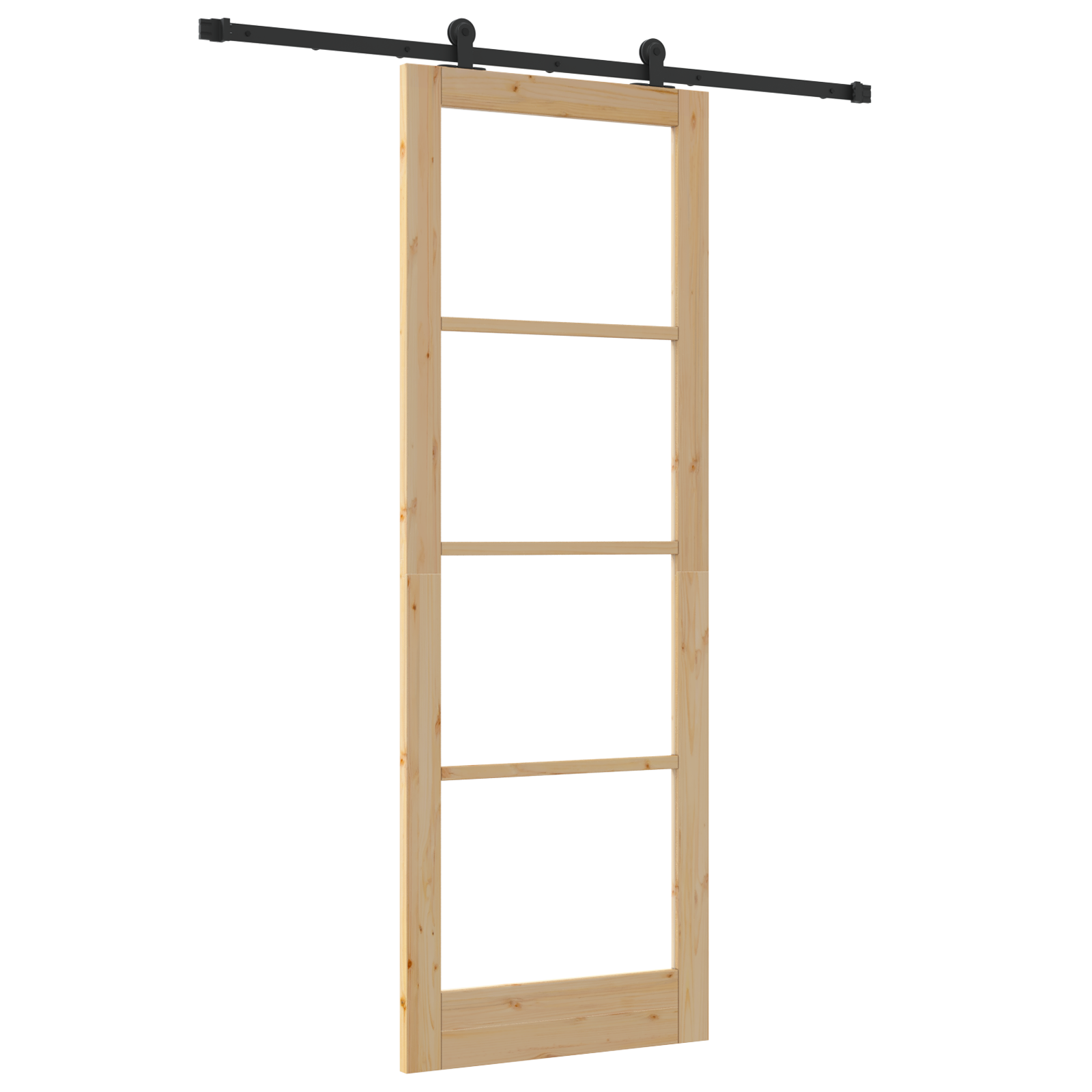 Porta Scorrevole  con Set di Ferramenta 'ORKDAL'in Legno Massello & Vetro