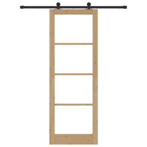 Porta Scorrevole  con Set di Ferramenta 'ORKDAL'in Legno Massello & Vetro