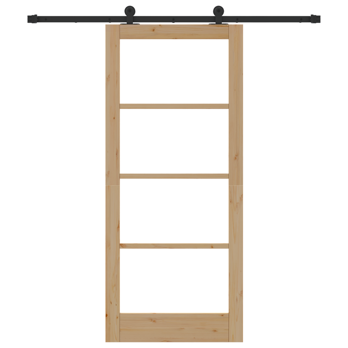 Porta Scorrevole  con Set di Ferramenta 'ORKDAL'Legno Massello e Vetro