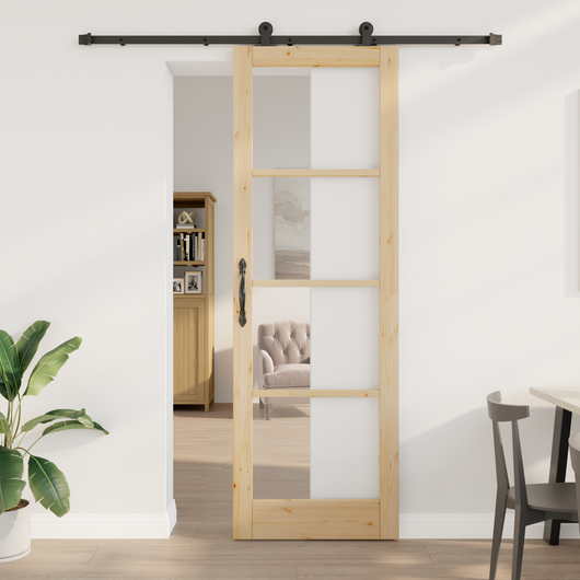 Porta scorrevole  con set di hardware 'ORKDAL'Legno massello e vetro
