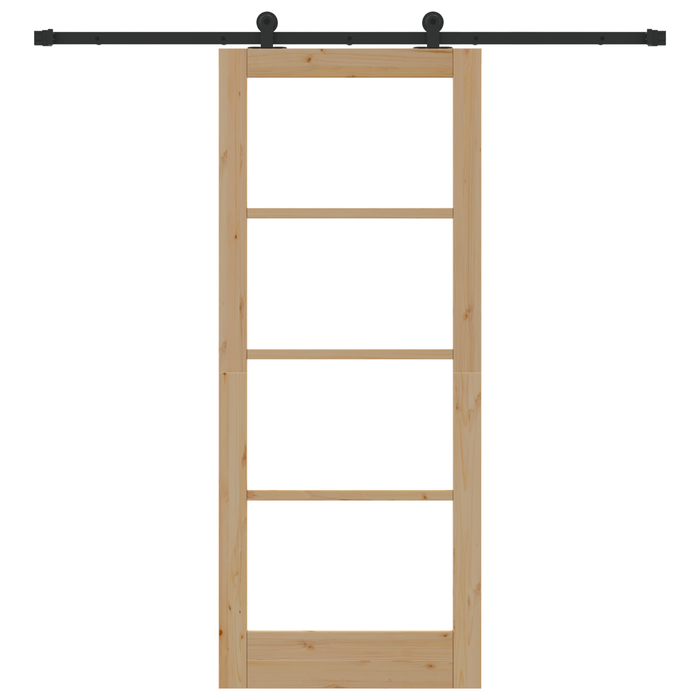 Porta Scorrevole  con Set di Accessori 'ORKDAL'Legno Solido e Vetro