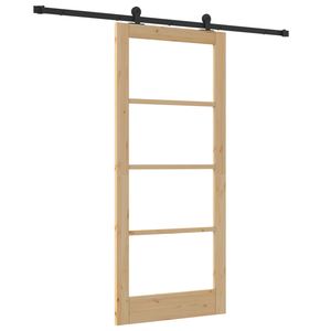 Porta Scorrevole con Kit Ferramenta 'ORKDAL'in Legno Solido e Vetro