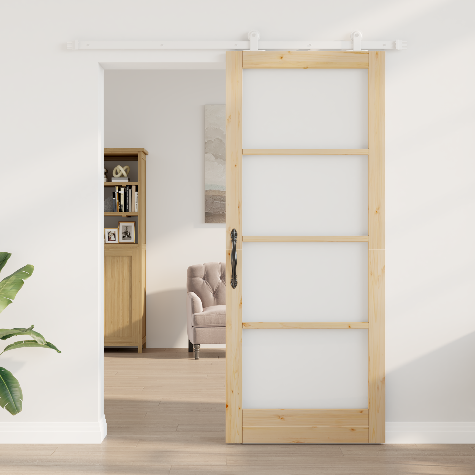 porta scorrevole  con set hardware 'ORKDAL'legno massello e vetro