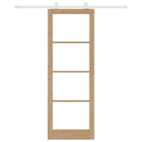 Porta Scorrevole  con Set di Accessori 'ORKDAL'in Legno Massello e Vetro