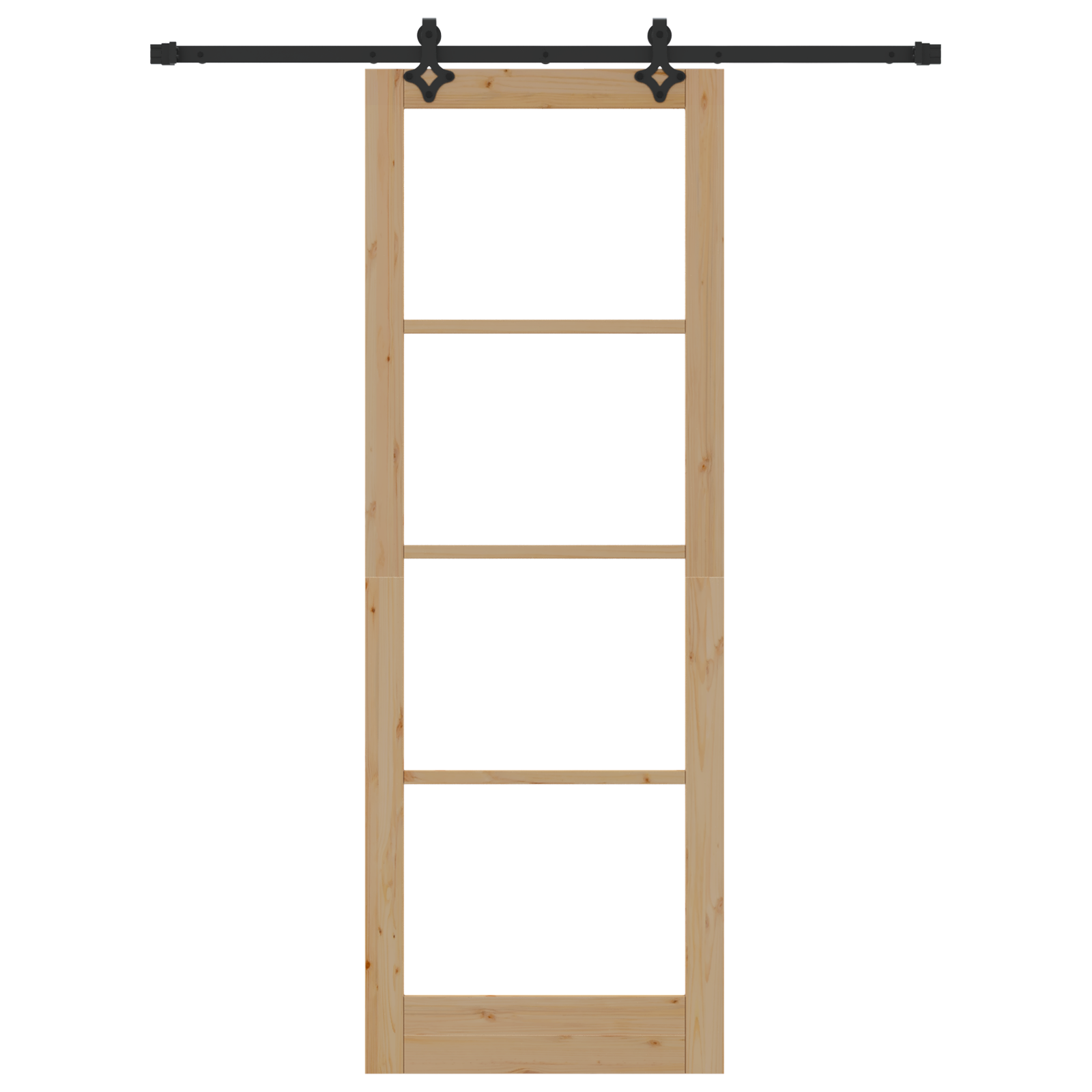 Porta Scorrevole  con Set Hardware 'ORKDAL'in Legno Massello e Vetro