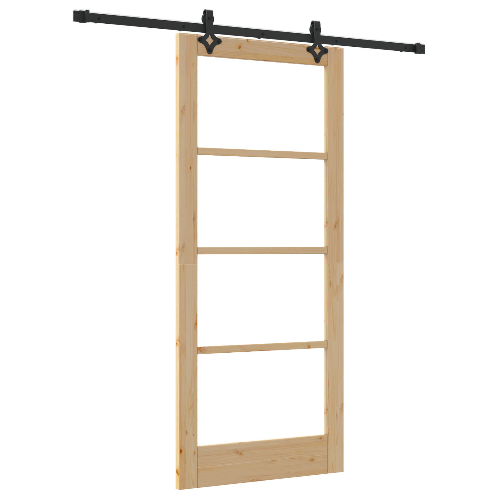 Porta Scorrevole  con Set Hardware 'ORKDAL'Legno Massello e Vetro