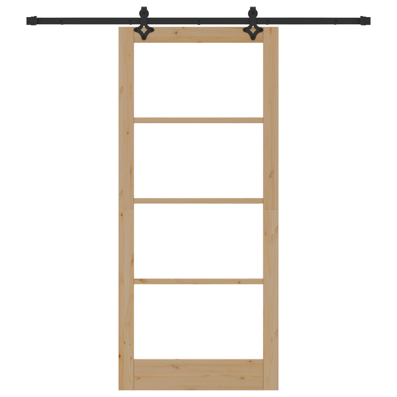 Set di porta scorrevole  con accessori 'ORKDAL'in legno massello e vetro