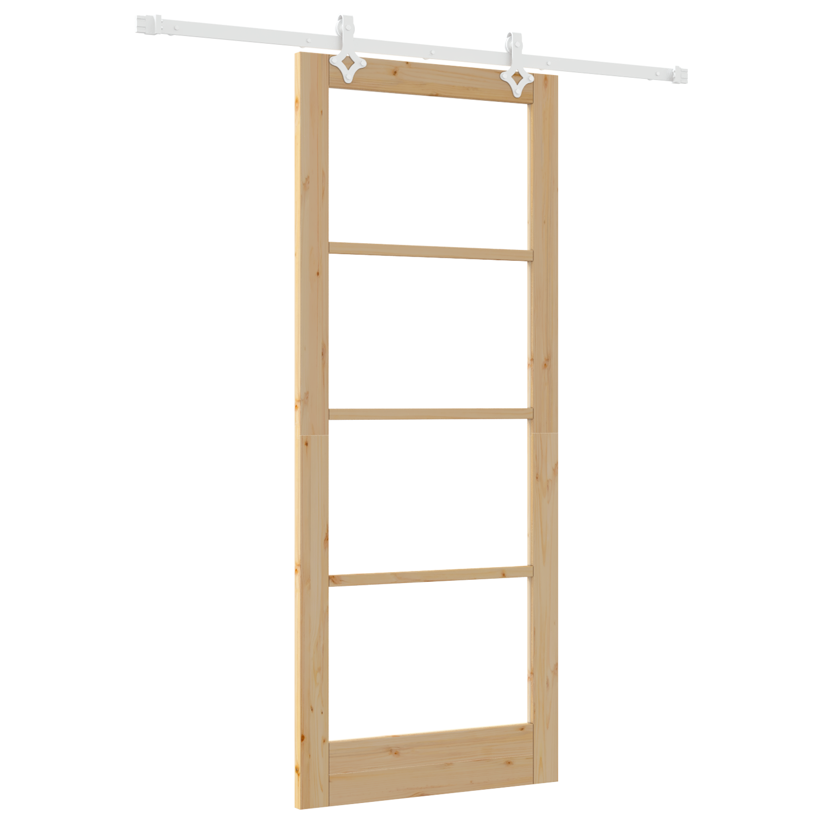 Set di Porta Scorrevole  con Hardware 86x211 cm Legno Massello di Pino