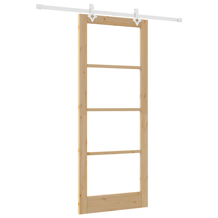 Set di Porta Scorrevole  con Hardware 86x211 cm Legno Massello di Pino