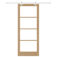 Set di Porta Scorrevole  con Hardware 86x211 cm Legno Massello di Pino