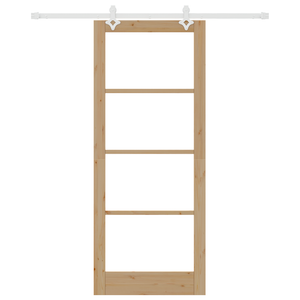 Set di Porta Scorrevole  con Hardware 86x211 cm Legno Massello di Pino