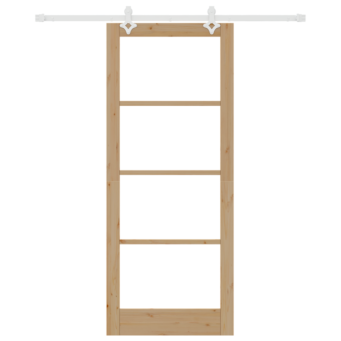 Set di Porta Scorrevole  con Hardware 86x211 cm Legno Massello di Pino