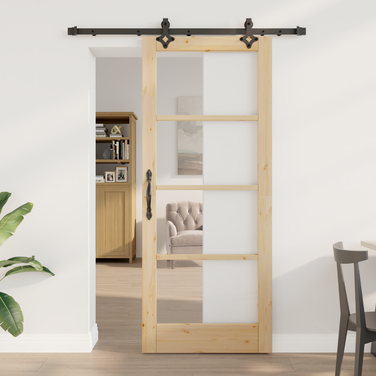 Porta scorrevole  con set di ferramenta 83x202 cm Legno massello di pino