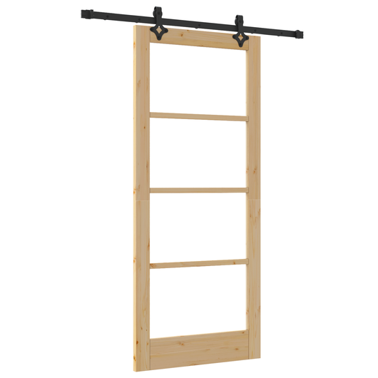 Porta Scorrevole  con Set di Accessori 86x198.5 cm Legno Massello Pino