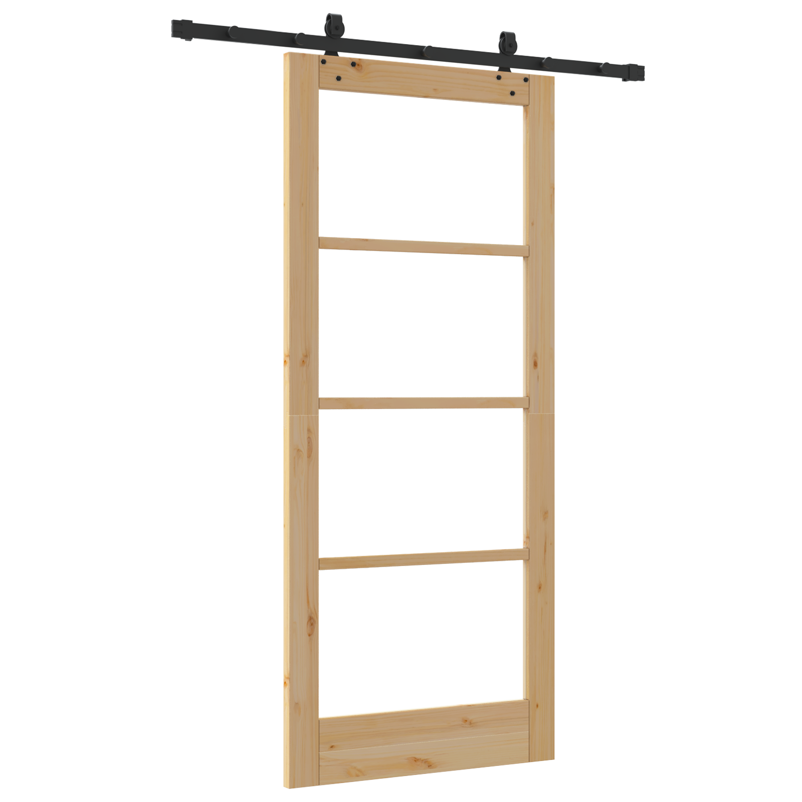 Porta Scorrevole  con Set di Accessori 86x198.5 cm Legno Massello Pino