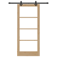 Porta Scorrevole  con Set di Accessori 86x198.5 cm Legno Massello Pino