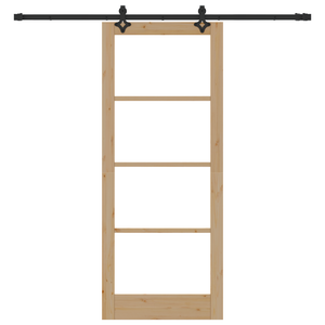 Porta Scorrevole  con Set di Hardware 86x211 cm Legno Massello di Pino