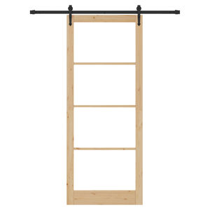 Porta Scorrevole  con Set di Ferramenta 83x232 cm in Legno Massello di Pino