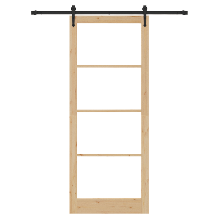 Porta Scorrevole  con Set di Ferramenta 83x232 cm in Legno Massello di Pino