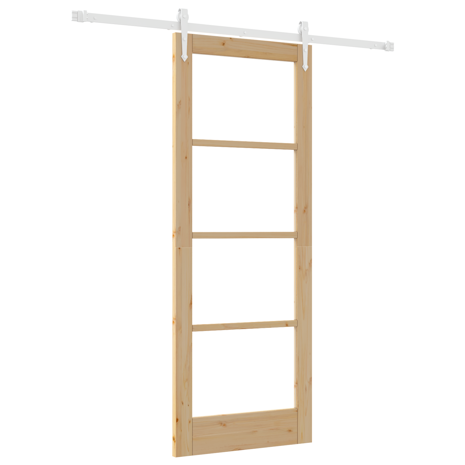 Set di Porta Scorrevole  con Set Hardware 78x202 cm Legno Massello in Pino
