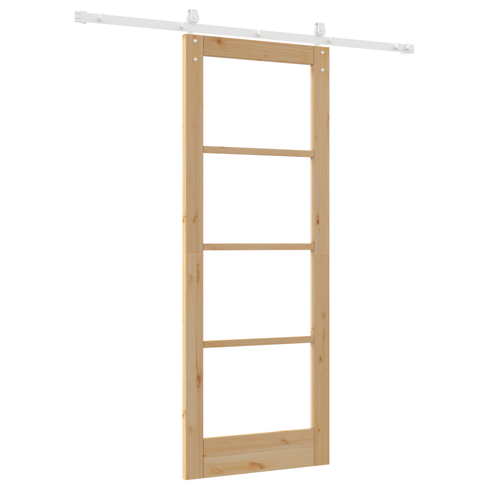 Set di Porta Scorrevole  con Set Hardware 78x202 cm Legno Massello in Pino