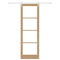 Set Porta Scorrevole  con Kit Fissaggio 78x232 cm Legno Massello Pino