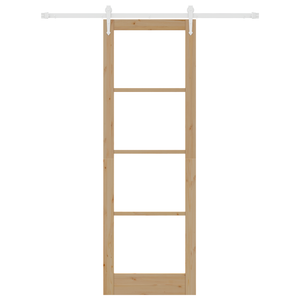 Set Porta Scorrevole  con Kit Fissaggio 78x232 cm Legno Massello Pino