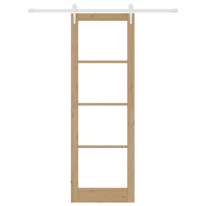 Set Porta Scorrevole  con Kit Fissaggio 78x232 cm Legno Massello Pino