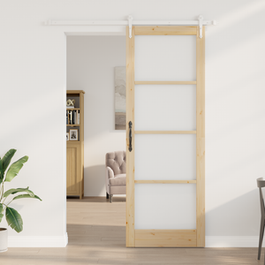Porta scorrevole  con set di accessori 83x232 cm in legno massello di pino