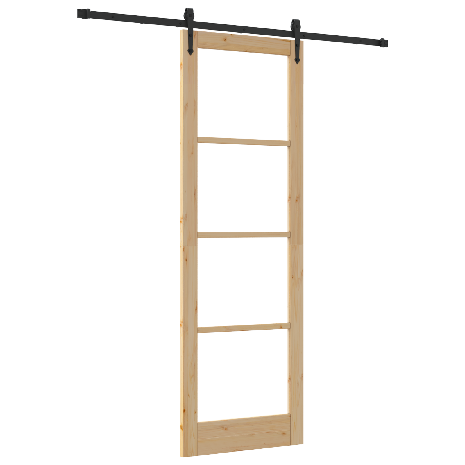 Set di Porta Scorrevole  con Ferramenta 78x232 cm Legno Massello di Pino