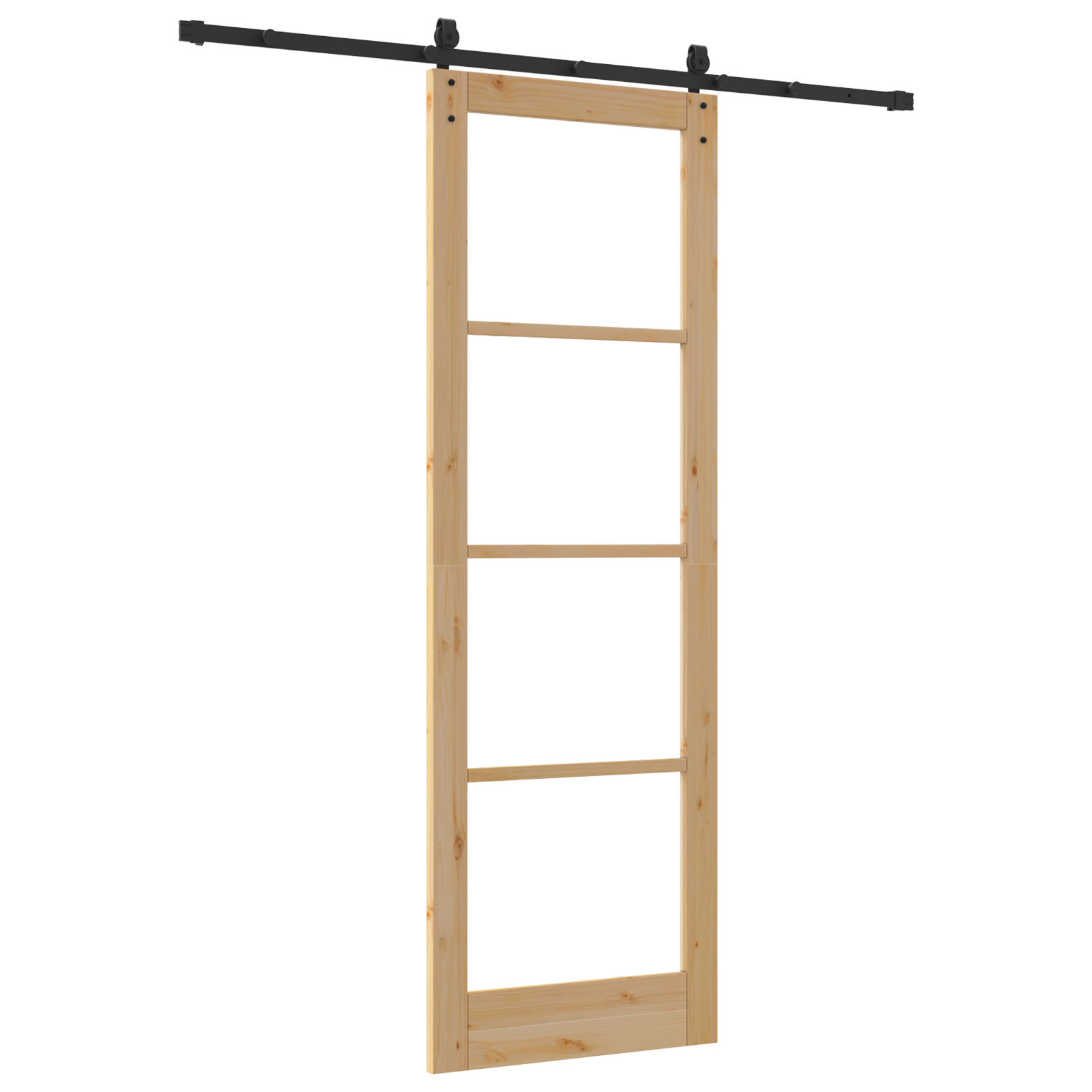 Set di Porta Scorrevole  con Ferramenta 78x232 cm Legno Massello di Pino