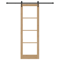 Set di Porta Scorrevole  con Ferramenta 78x232 cm Legno Massello di Pino