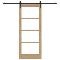 Porta Scorrevole con Set Ferramenta 83x202 cm in Legno Massello di Pino