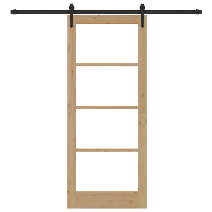 Porta Scorrevole con Set Ferramenta 83x202 cm in Legno Massello di Pino