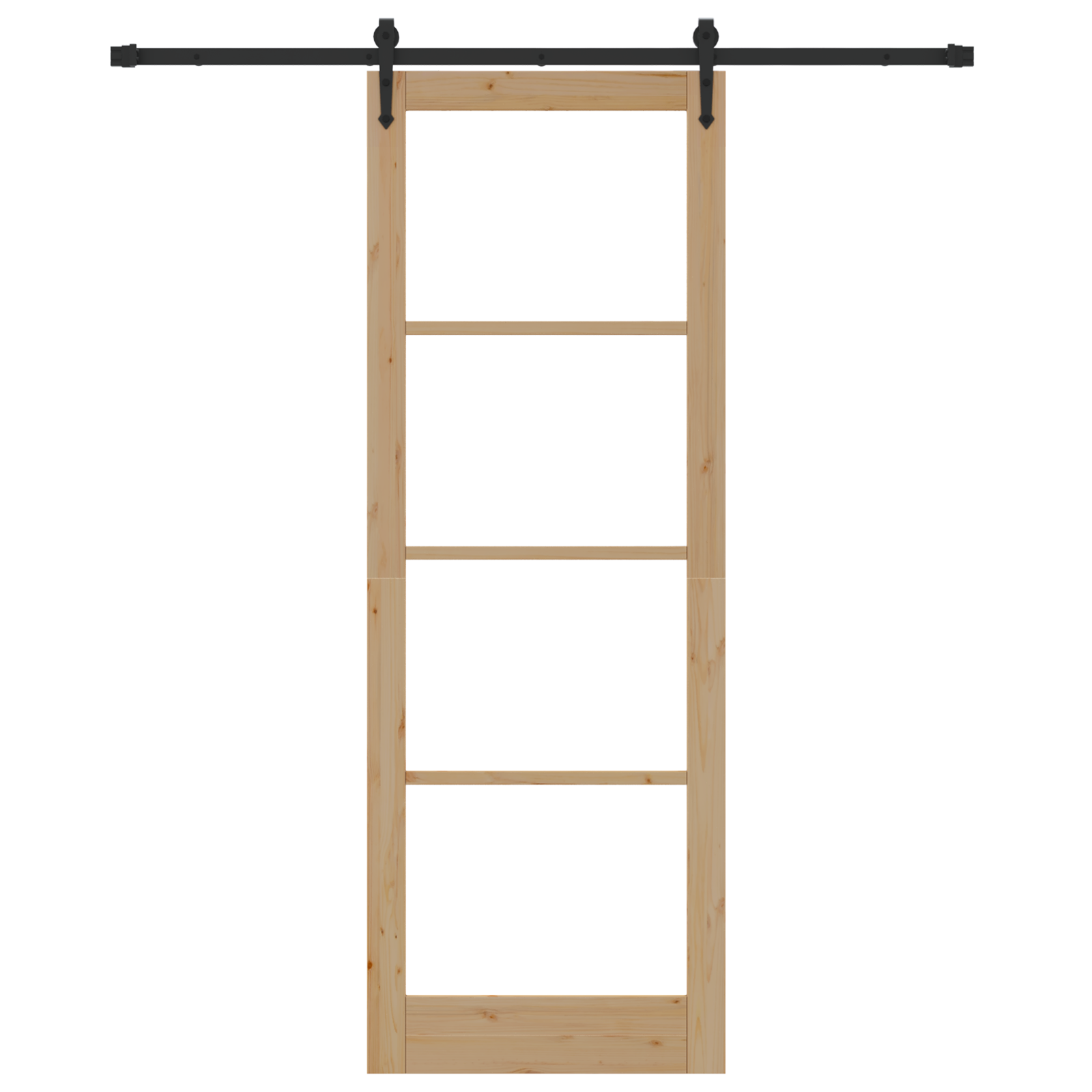 Set di porta scorrevole  con accessori 83x232 cm in legno massello di pino