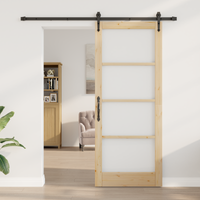Porta scorrevole  con set di ferramenta 86x211 cm Legno massello di pino