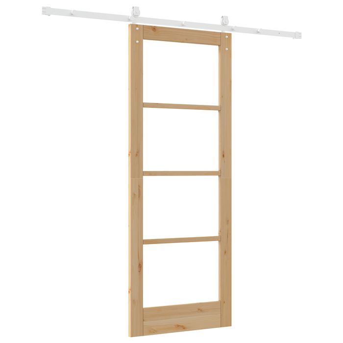 Set di Porta Scorrevole  con Hardware 78x202 cm Legno Massello Pino