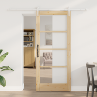 Set di Porta Scorrevole  con Hardware 78x202 cm Legno Massello Pino