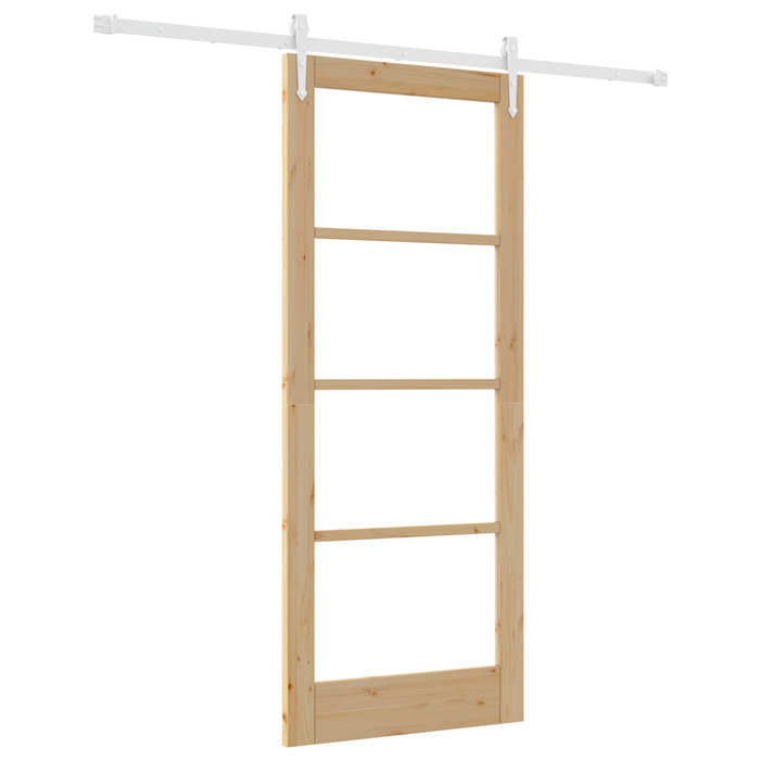 Porta Scorrevole  con Set Hardware 83x202 cm Legno Massello di Pino