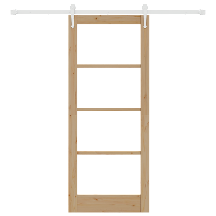Porta Scorrevole  con Set Hardware 83x202 cm Legno Massello di Pino