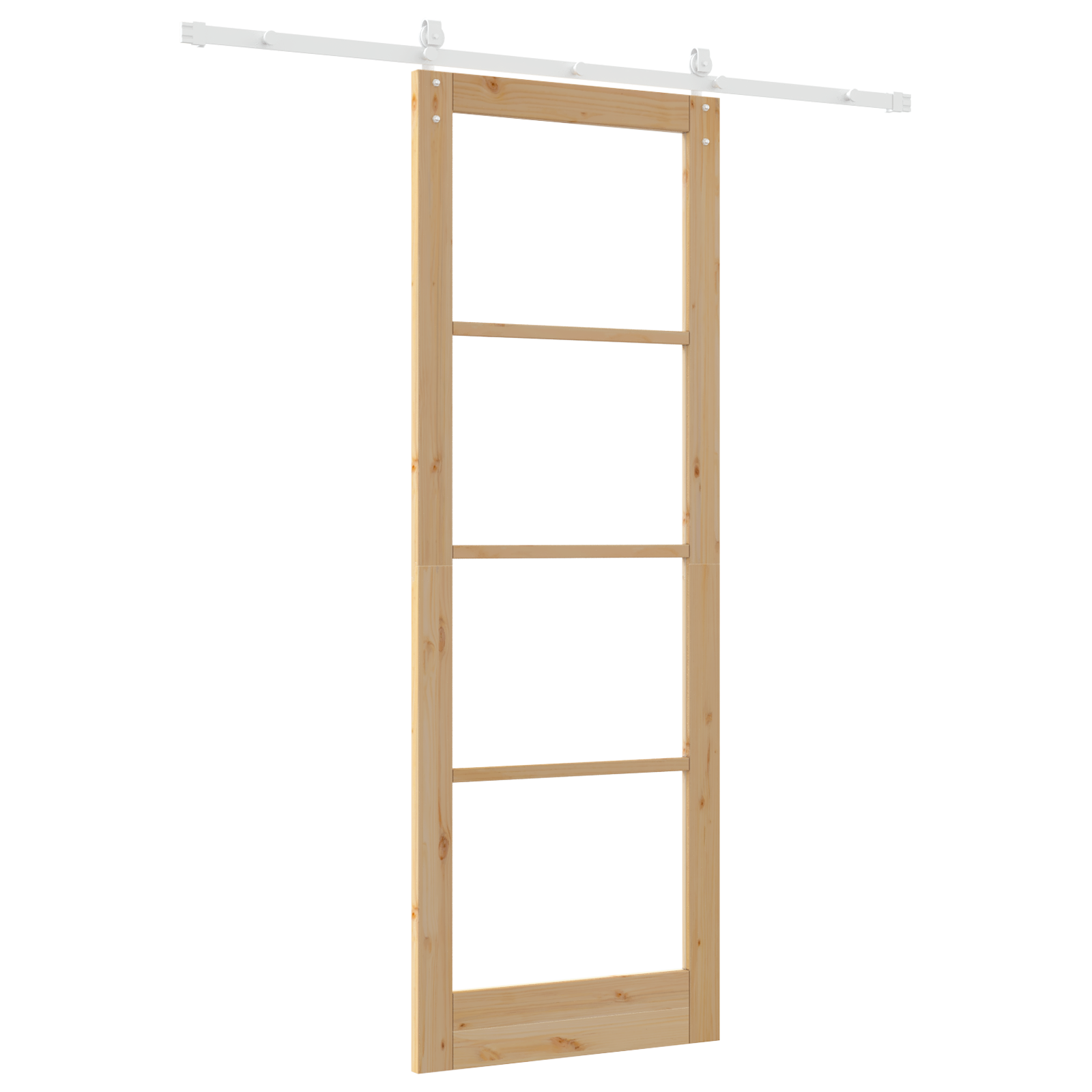 Porta Scorrevole con Set di Ferramenta 83x232 cm Legno Massello Pino